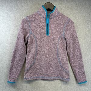 Land’s End Sweatshirt Girls Large (14) Purple 1/4 Zip Fleece Polyester Pullover